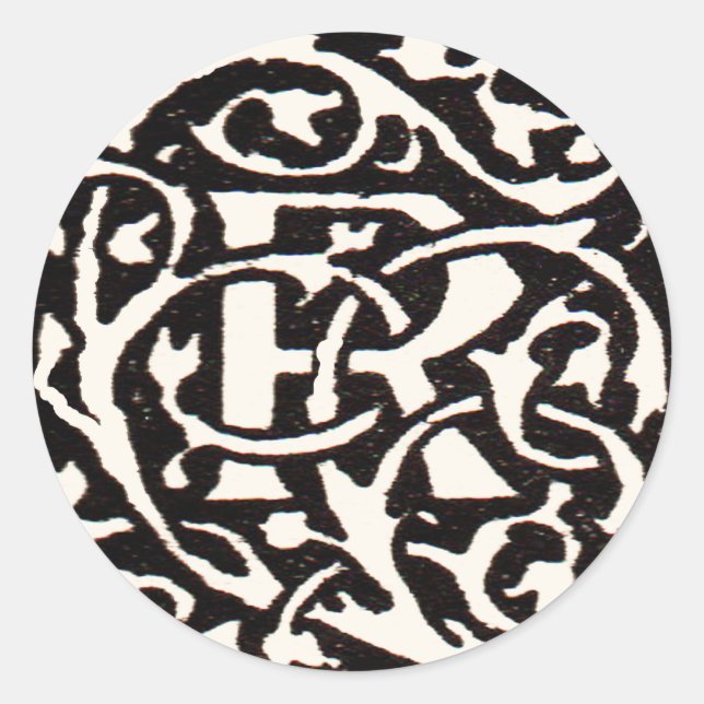 Vintage Monogram R Art Nouveau  Classic Round Sticker (Front)