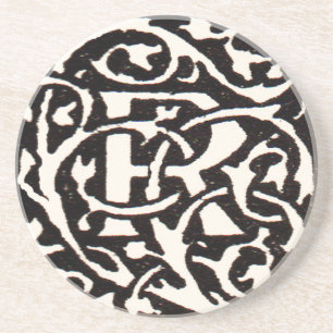 Vintage Monogram R Art Nouveau Coaster