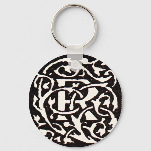 Vintage Monogram R Art Nouveau  Keychain (Front)