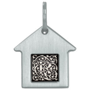 Vintage Monogram R Art Nouveau  Pet ID Tag