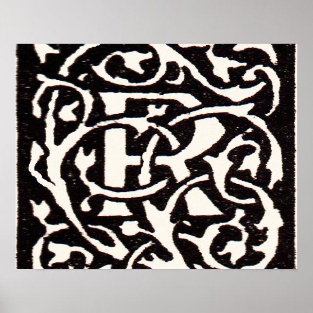 Vintage Monogram R Art Nouveau  Poster (Front)