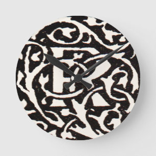 Vintage Monogram R Art Nouveau Round Clock