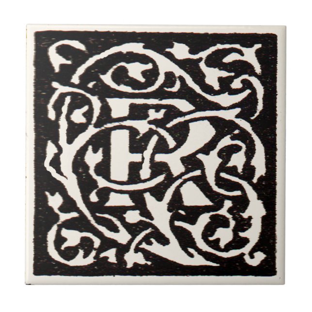 Vintage Monogram R Art Nouveau  Tile (Front)