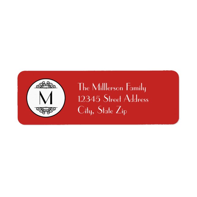 Vintage Monogram Red - Return Address Label (Front)