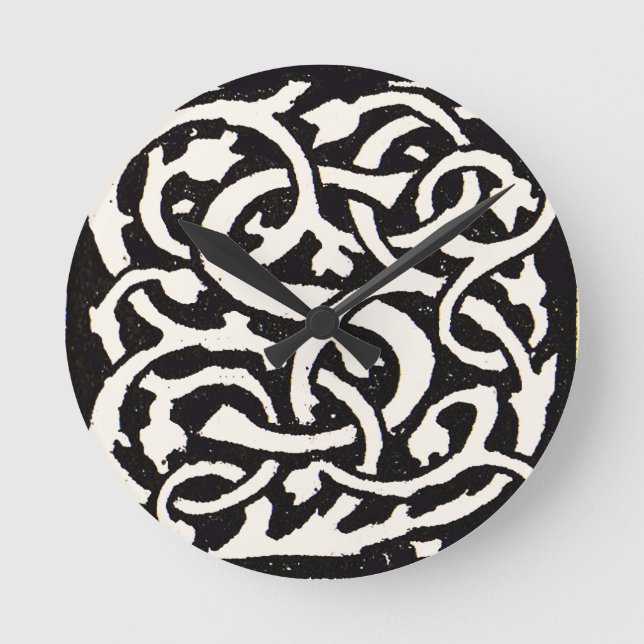 Vintage Monogram S Art Nouveau Letter Round Clock (Front)