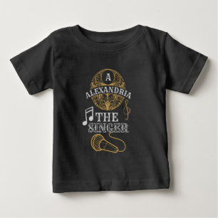 Vintage Monogram singer funny music microphone Baby T-Shirt