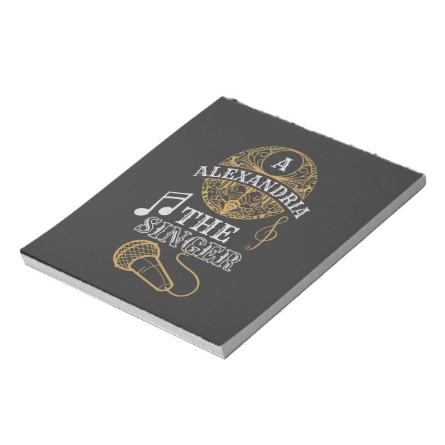Vintage Monogram singer funny music microphone Notepad (Rotated)