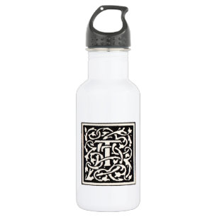 Vintage Monogram T Art Nouveau Letter 532 Ml Water Bottle