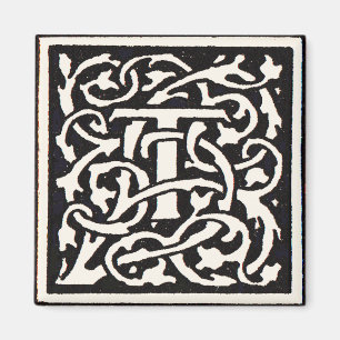 Vintage Monogram T Art Nouveau Letter Magnet