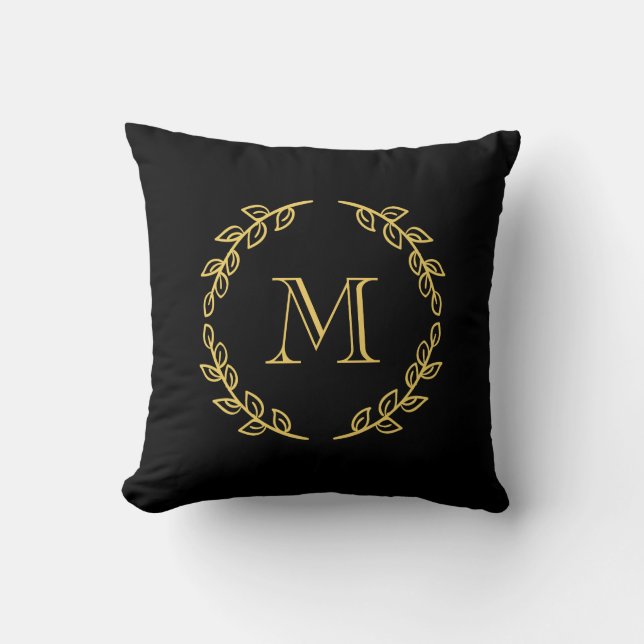 Vintage Monogram Throw Pillow (Front)