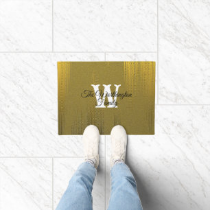 Vintage Monogram Tipography Distressed Gold Doormat