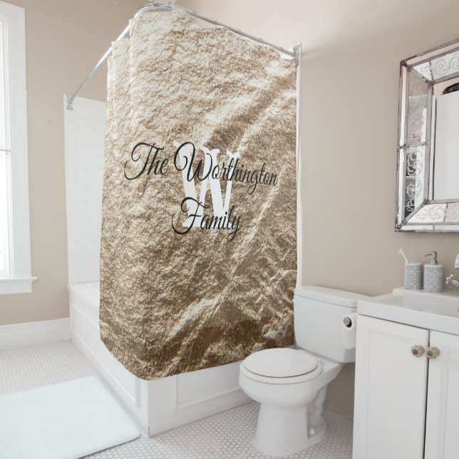 Vintage Monogram typography gold crumpled paper    (In Situ)