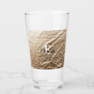 Vintage Monogram typography gold crumpled paper  Glass