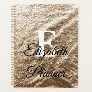 Vintage Monogram typography gold crumpled paper    Planner