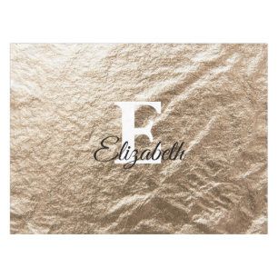 Vintage Monogram typography gold crumpled paper  Tablecloth