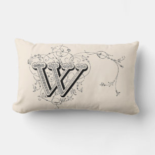Vintage Monogram 'W' Lumbar Pillow