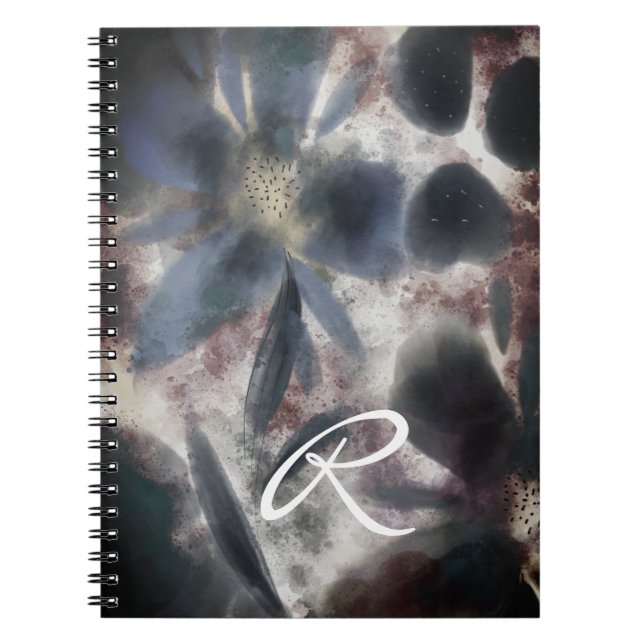 Vintage Monogram Watercolour Floral Notebook (Front)