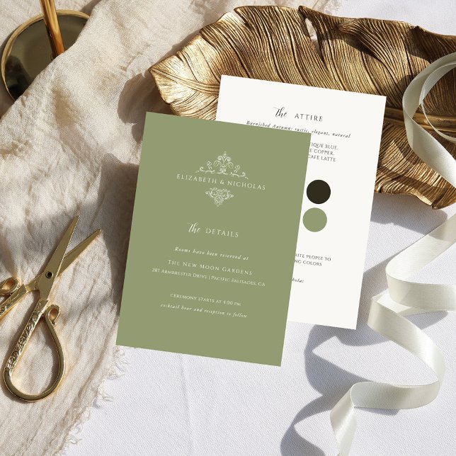 Vintage Monogram | Wedding Guest Details Enclosure Card (Creator Uploaded)