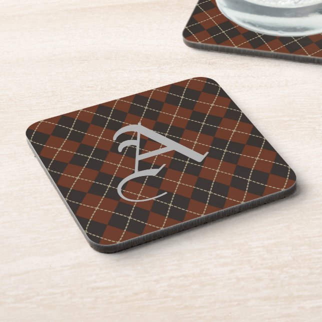  Vintage Monogrammed Argyle Coasters  (Left Side)