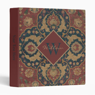 Vintage Monogrammed Oriental Persian Red Pattern Binder