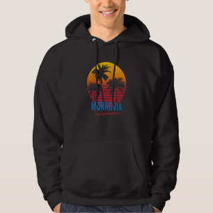 Vintage Monrovia California Palm Trees Sunset CA R Hoodie