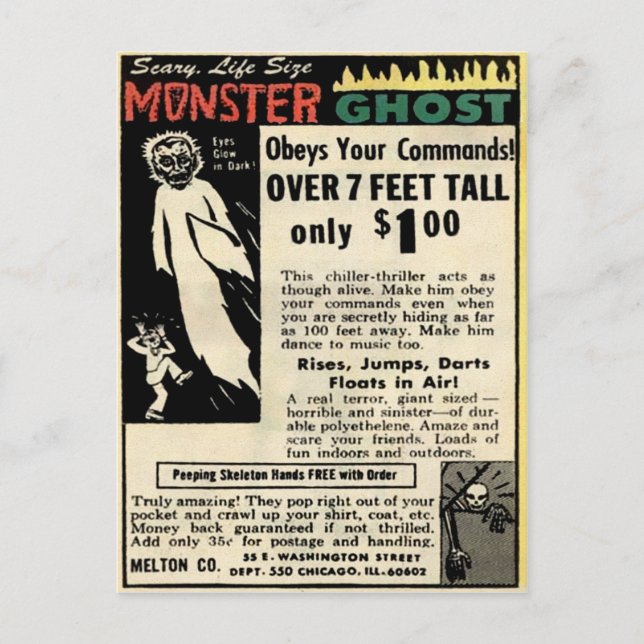 Vintage Monster Ghost Mail Order Advertisement Postcard (Front)
