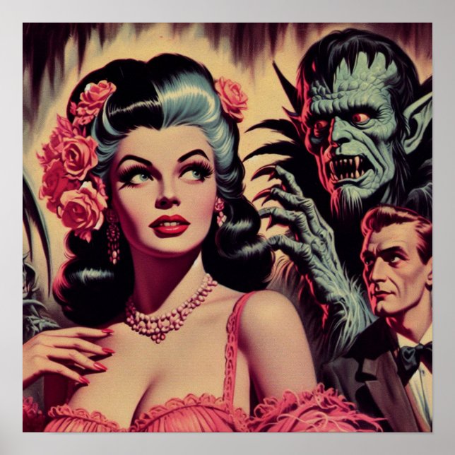 Vintage Monster Horror Girl  Poster (Front)