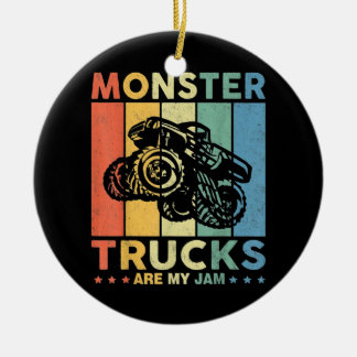 Vintage Monster Truck Are My Jam Ceramic Ornament
