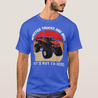 Vintage Monster Trucks And Beer Cool Retro Sunset  T-Shirt