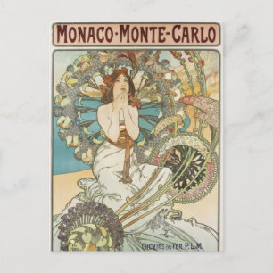 Vintage Mont-Carlo Poster by Alphonse Mucha  Postcard