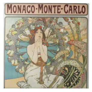 Vintage Mont-Carlo Poster by Alphonse Mucha Tile