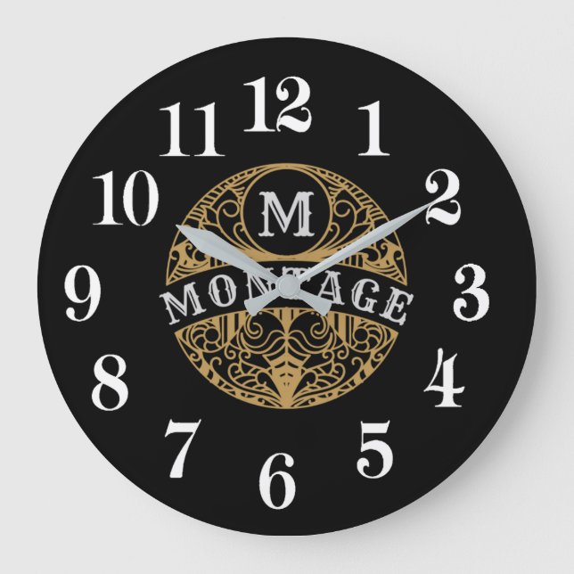 Vintage Montage Tatoo Large Clock (Front)
