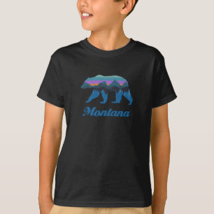Vintage Montana Bear Sunset Mountain Tree T-Shirt