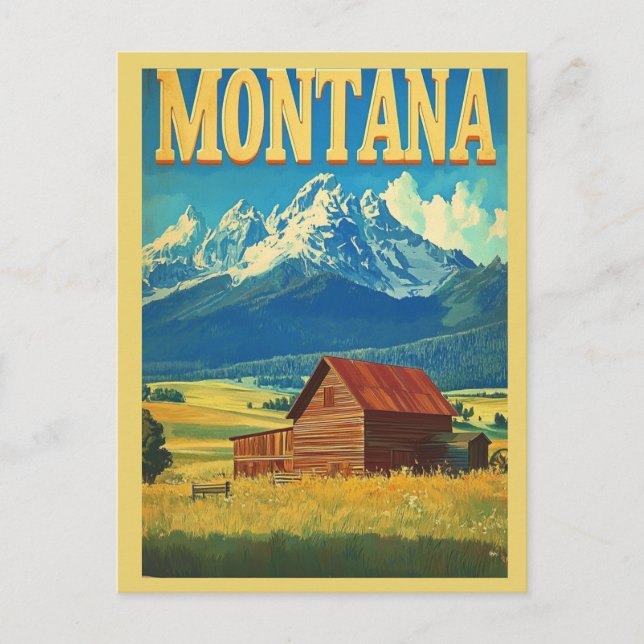 Vintage Montana Rocky Mountains Travel Postcard (Front)