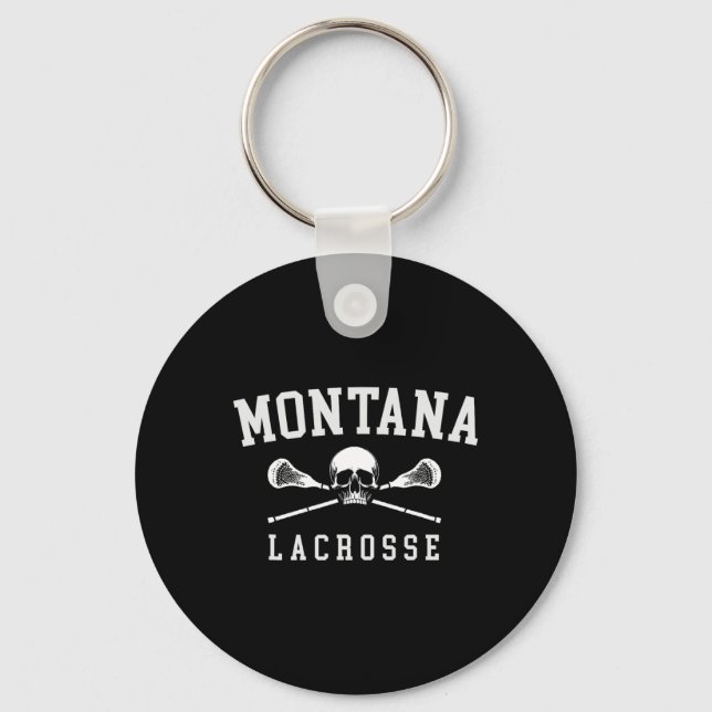 Vintage Montana Skull And Cross Bones Lacrosse  Keychain (Front)