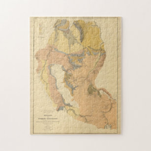 Vintage Montana & Wyoming Geological Map (1872) Jigsaw Puzzle