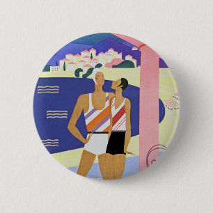 Vintage Monte Carlo Beach 2 Inch Round Button