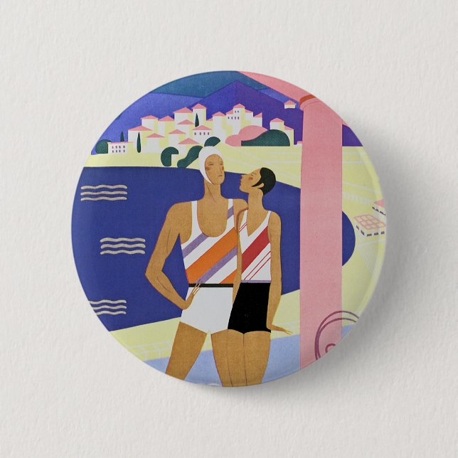 Vintage Monte Carlo Beach 2 Inch Round Button (Front)