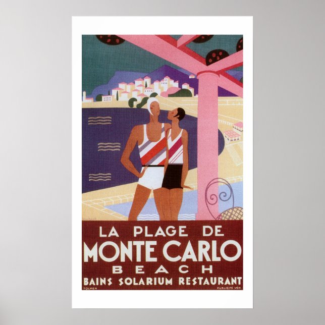 Vintage Monte Carlo Beach Poster (Front)
