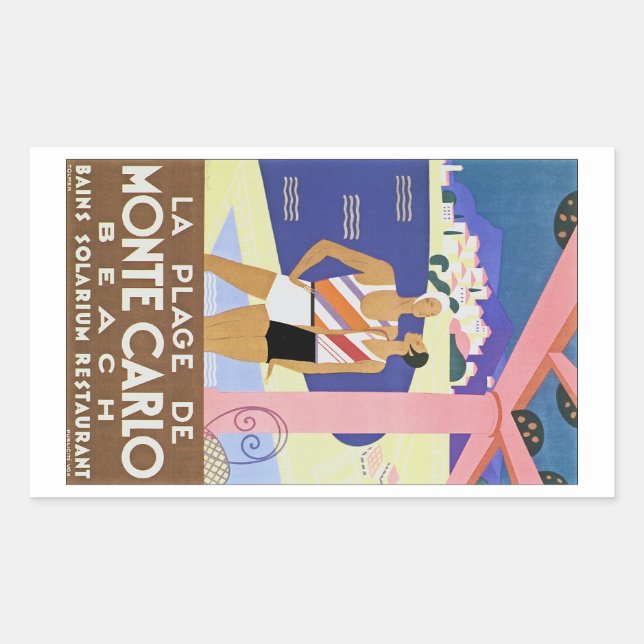 Vintage Monte Carlo Beach Sticker (Front)