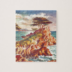 Vintage Monterey Coastline Californian Tourism USA Jigsaw Puzzle