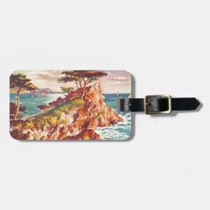 Vintage Monterey Coastline Californian Tourism USA Luggage Tag