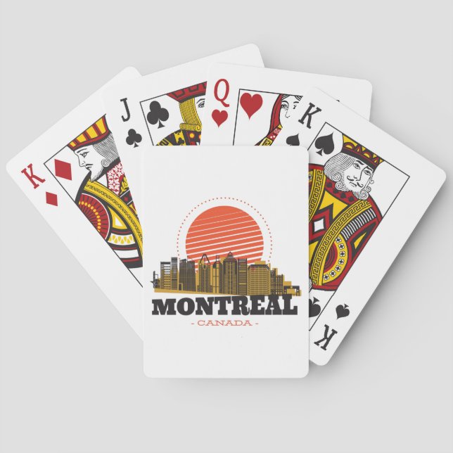 Vintage Montreal Canada Skyline View Playing Cards (Back)