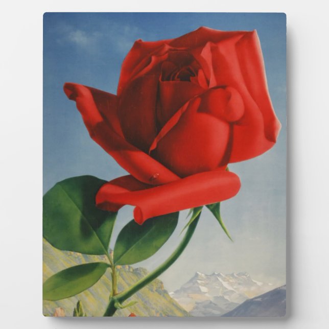 Vintage Montreux Red Rose Switzerland Geneva Lake Plaque (Front)
