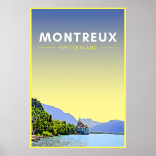 Vintage Montreux Switzerland Art Poster