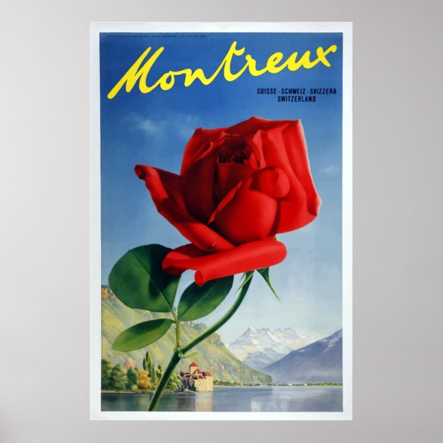 Vintage Montreux Switzerland Travel Poster (Front)
