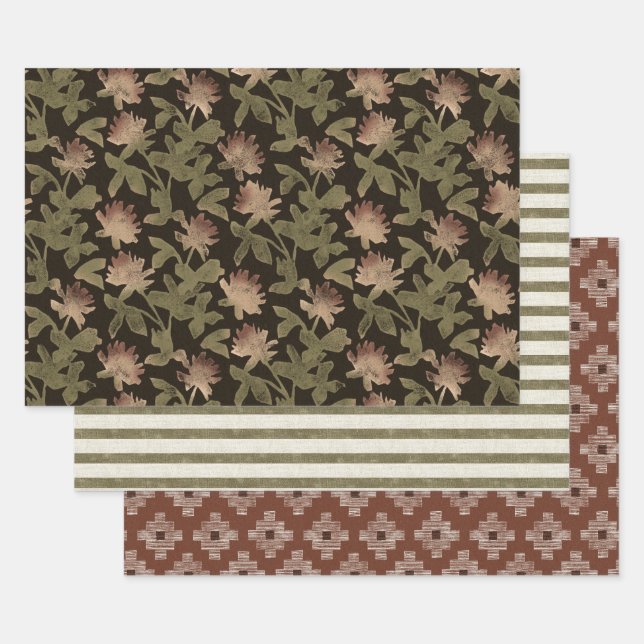 Vintage Moody Christmas Wrapping Paper Sheets (Set)