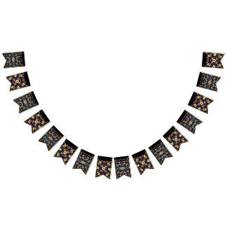 Vintage Moody Floral Mosaic Bunting Flags