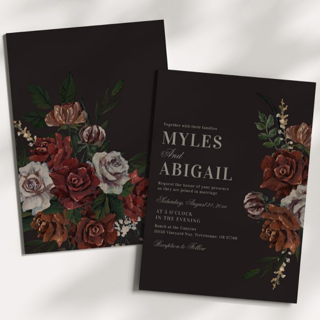 Vintage Moody Florals Wedding Invitation (Créateur téléchargé)