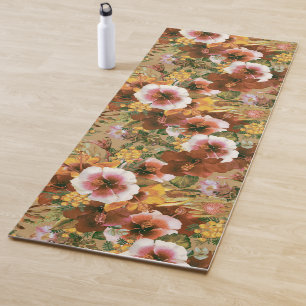 Vintage Moody Tropical Blooms Yoga Mat